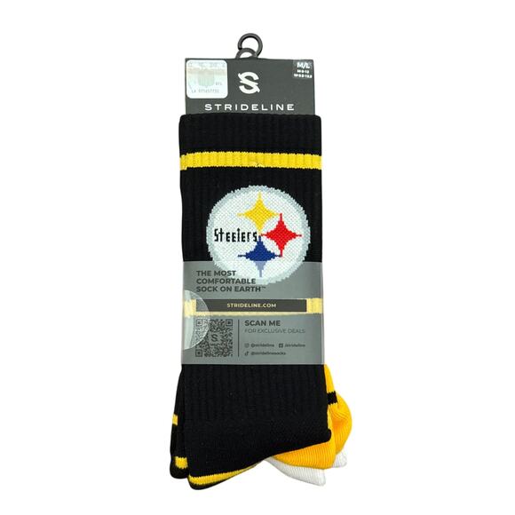 Strideline Sz M/L Mens 8-12 Womens 9.5-13.5 Pittsburgh Steelers Socks 3-Pack NWT - Picture 1 of 4